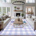 thumbnail image 3 of Large Area Rugs for Living Room Bedroom, Spring Easter 6'x9' Rug Washable Carpet Runner Indoor Outdoor, Bunny Botanical Flowers Leaves Purple Check Non Slip Floor Mats Rug for Kitchen, Playroom, 3 of 8