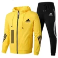 thumbnail image 3 of Sudadera con capucha y pantalones con cremallera para hombre, traje para correr de 2 piezas, ocio, fitness, transpirable, moda sencilla, alta calidad, primavera y otoño, 3 of 5