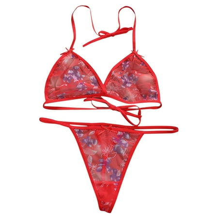 

Exotic Lingerie Sets For Women Solid Color Mesh Inside Matching Emotional Underwear Lace Up Lace Three Point Underwear Lace Nighty Bedroom Loungewear