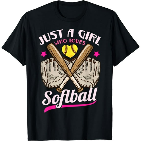 Softball Just a Girl Who Loves Softball Softball Player T-Shirt