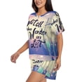 thumbnail image 2 of Fuzoiu Not All Those Who Wander Are Lost Print Women's Short-Sleeved Pajama Set,Lounge Sleepwear Set,Womens Pajama Sets 2 Piece,Button-Up Top and Shorts with Pockets-3X-Large, 2 of 7