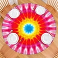 thumbnail image 2 of Colorful Tie Dye Mandala Pattern Round Fitted Tablecloth with Elastic Edge,Dining Table Cover Waterproof,Outdoor Round Tablecloth for Camping,Dining,Indoor and Outdoor, 2 of 7