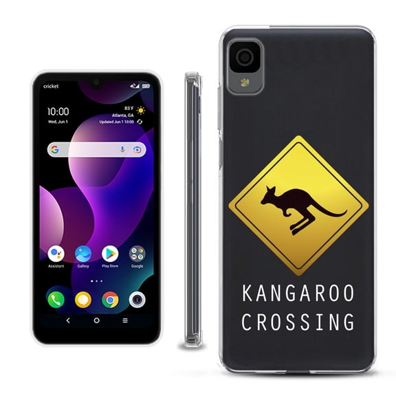 Slim-Fit Gel TPU Phone Case for TCL 30Z / 30 Z / 30 LE, by OneToughShield ® - Road Sign Kangaroo