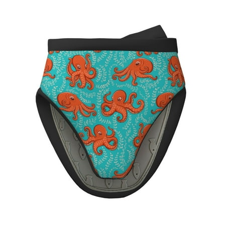 

Tebeau Fun Octopus Print Short Oven Mitts Heat Resistant Silicone Kitchen Mini Oven Mitts Non-Slip Grip Surfaces and Hanging Loop Gloves