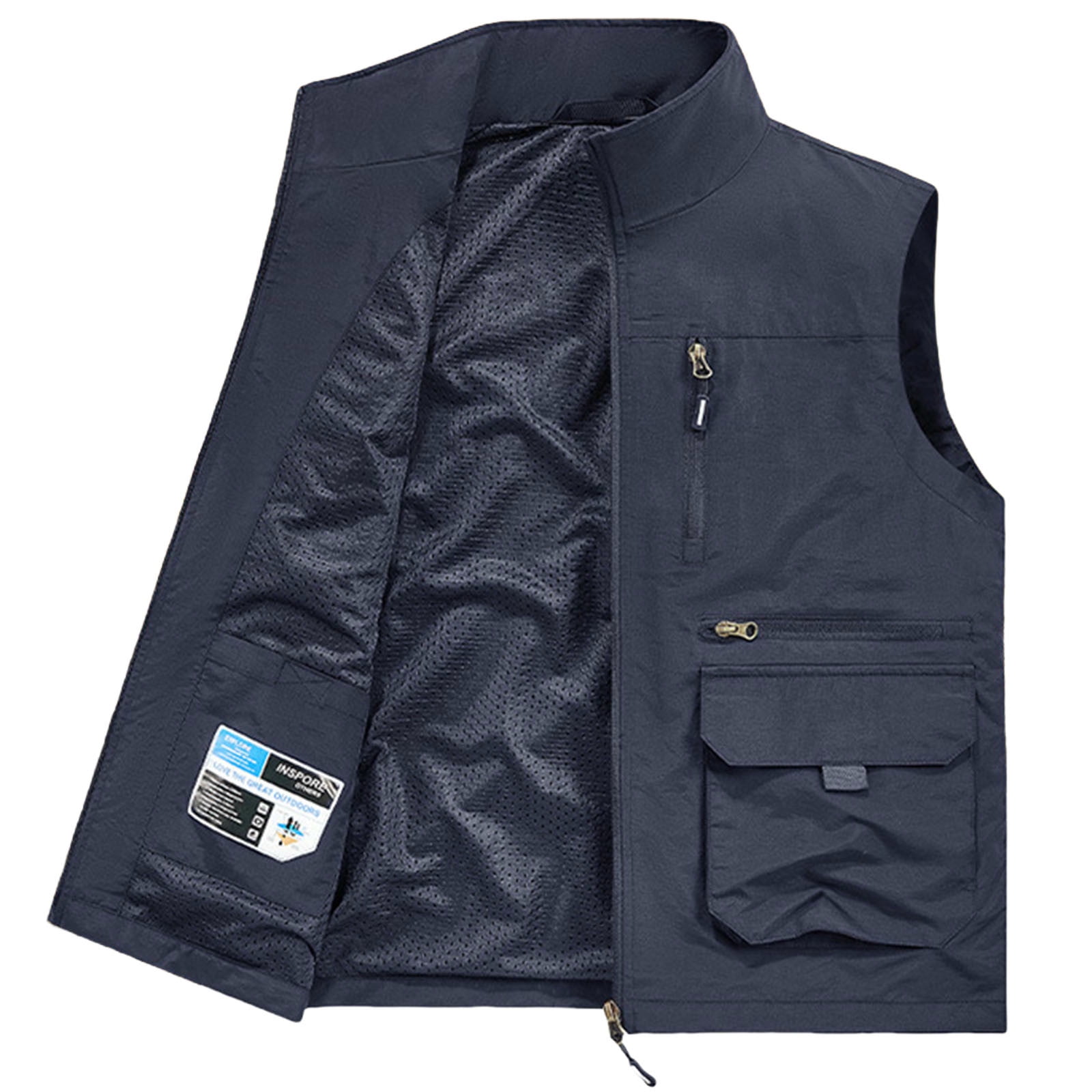 VBTAPA Men's Utility Fishing Vest Lightweight Safari Travel Cargo Vest Outdoor Hiking Work Vests with Multi Pockets Blue M