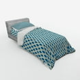 thumbnail image 3 of Ambesonne Abstract Bedding Set 4 Pcs, Ogee Inspired Retro Pop, Queen, Sea Blue and Pale Camel, 3 of 3