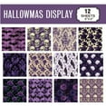 thumbnail image 3 of 12 Sheets Halloween Pattern Paper Set Gothic Holiday Craft Paper for Card Making Scrapbook Decor, Paper Purple Roses Crow Skeleton 12 Designs (Purple, 6x6 Inches), 3 of 4