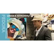 Comhats Mens Fedora Trilby Straw Sun Hats Summer Panama Beach Sunhats for Men Foldable Short Brim Golf Hats Beige Medium