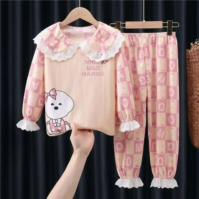 Pyjama Kawaii pour Enfants Pokemon Anime Pikachu, Ensembles à Revers pour Filles, Ensembles à Manches Longues, Mode Décontractée, Vêtements d'Extérieur, Tenue d'Intérieur