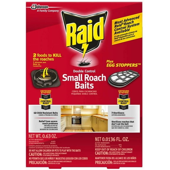 Raid Double Control Small Roach Baits Plus Egg Stopper, 12 CT (Pack -3)