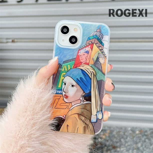 Chica arte pintura al óleo caja del teléfono cubierta suave lindas fundas protectoras moda Ins iPhone 14 11 12 13 Pro Max 12 promax zhangyuxiang LED