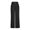 thumbnail image 4 of under $5 JINMGG Womens Plus Size Pants Women's Fashion Casual Full-Length Loose Pants Solid High Waist Trousers Long Straight Wide Leg Pants Black XL, 4 of 8