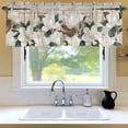 thumbnail image 4 of White Blanc Window Valance for Kitchen, Watercolor Flower Floral Plants Barn Gate Farmhouse Rod Pocket Short Curtain for Small Windows, Light Filtering Decorative Valance, 42 x 12 Inch, 1 Panel, 4 of 6