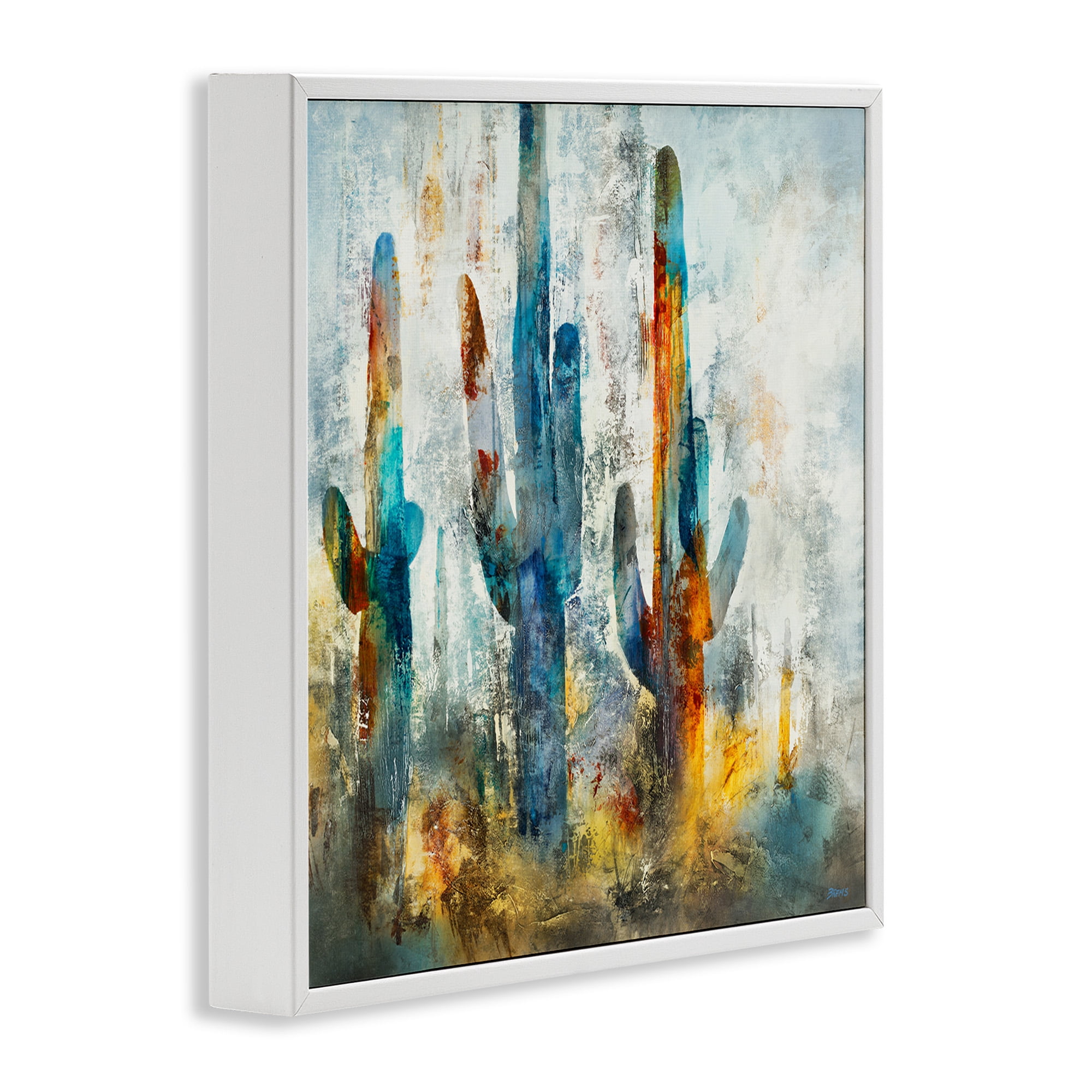 Stupell Industries Abstract Vibrant Cacti Silhouettes Landscape Painting White Framed Art Print Wall Art, 24 x 24