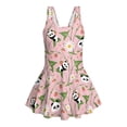 thumbnail image 4 of Xixirimido Panda Strawberry Daisy Pink Print Girls One Piece Swimsuits Modest Bathing Suit for Kids Hawaiian Swimwear with Skirt Sleeveless Swim Dress for Beach Water Park, 3-4 Years, 4 of 7