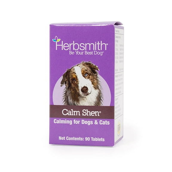Herbsmith Calm Shen – Herbal Blend for Dogs & Cats – Natural Anxiety Remedy for Dogs & Cats – Feline and Canine Calming Supplement – 90 Tablets