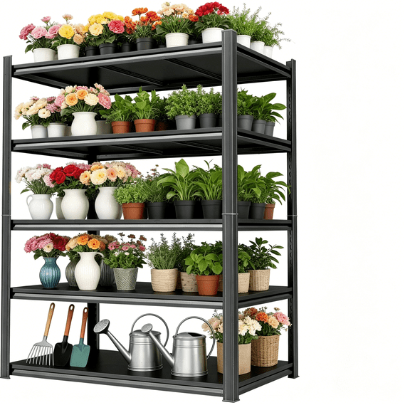 63''H Heavy Duty Shelving Unit, 5-Tier Metal Garage Shelving, Adjustable Garage Storage Shelves, Utility Rack Shelf for Industries, Warehouses, Basement(Black, 63''H*40''W*16''D, 5 Tier)