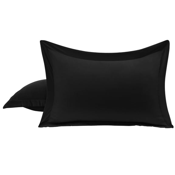 PiccoCasa 2 Packs Pillowcases Soft 1800 Microfiber Pillow Shams with No Zipper, Queen Black