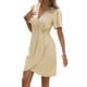 thumbnail image 1 of Vestido Informal de Verano para Mujer, de Corta y Cuello en V, para Vacaciones, Estilo Midi Cruzado con Efecto Piel de Serpiente. Albaricoque XXL, 1 of 8
