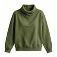 thumbnail image 4 of Women Cowl Neck Turtleneck Knit Pullover Sweater, Soft Thick Long Sleeve Loose Drop‑Shoulder Sweatshirt, Casual Daily Tops for Fall Winter, 4 of 6