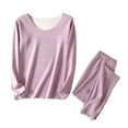 thumbnail image 3 of HVOBTTY Women's Long Sleeves and Long Pants Pajama Sets, Pajama Sets for Women, Women's Casual Soft Solid Color Fleece Seamless Round Neck Long Sleeve Top and Long Pants Warm Homewear Set Purple, XXL, 3 of 5
