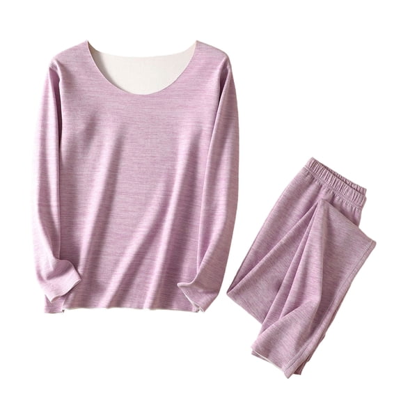 Paiwinds Women's Pajama Set - Round Neck Long Sleeve Top & Straight-Leg Pants, Warm Winter Loungewear for Cozy Nights In