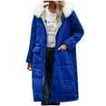 thumbnail image 4 of Xdegoge Long Winter Jackets for Women Fleece Lined Plus Size Zip up Reversible Jacket with Detachable Faux Fur Collar Hooded Warm Sherpa Coats Thick Thermal Oversized Coat with Flap Pockets Outerwear, 4 of 9