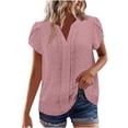 thumbnail image 1 of Sudaderas con capucha para mujer,Blusa de encaje de manga corta para mujer, cuello redondo, mezcla de poliéster y elastano, para uso diario informal, sopatenor, 1 of 7