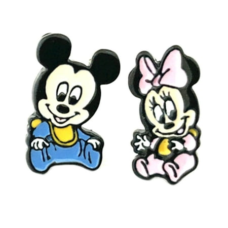 - Mickey Mouse Minnie Mouse Post Stud Enamel Earrings