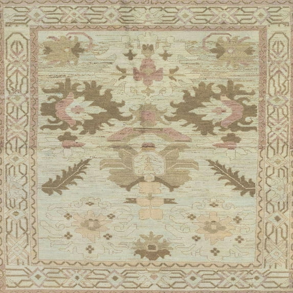 Ahgly Company Machine Washable Indoor Square Abstract Camel Brown Area Rugs, 3' Square