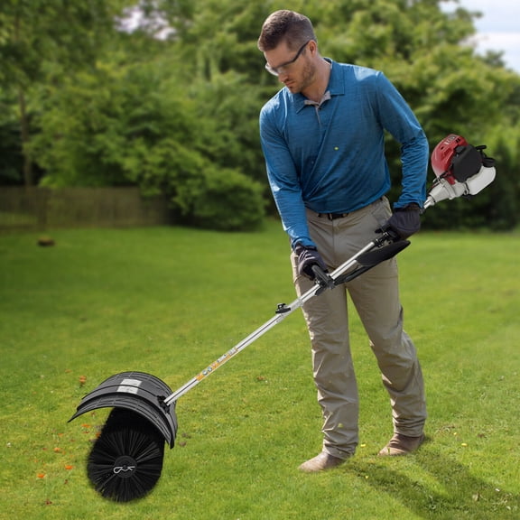 1KW 1.4HP 4-Stroke Lawn Yard Sweeper Artificial Grass Snow Clean Sweeper Broom Driveway Used for Artificial Turf Quartz Sand Leveling, Artificial Turf Combing, and Lodging
