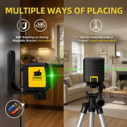 Globest Self-Leveling Laser Level, 100Ft/30M Green Cross Line Laser Level, Lazer Level 2 line laser for Construction and picture hanging, IP54 Waterproof, 360° Magnetic Base and Battery Included