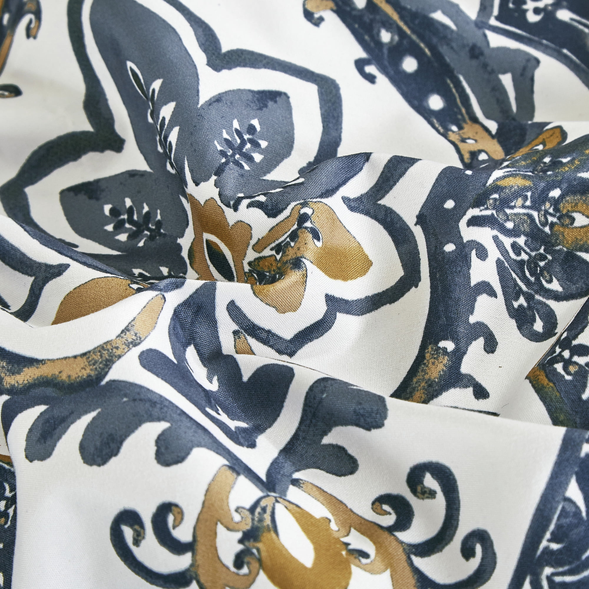 Navy Blue & Gold Damask Print Bedding Set - All-in-One Comforter & Sheet Collection,Queen