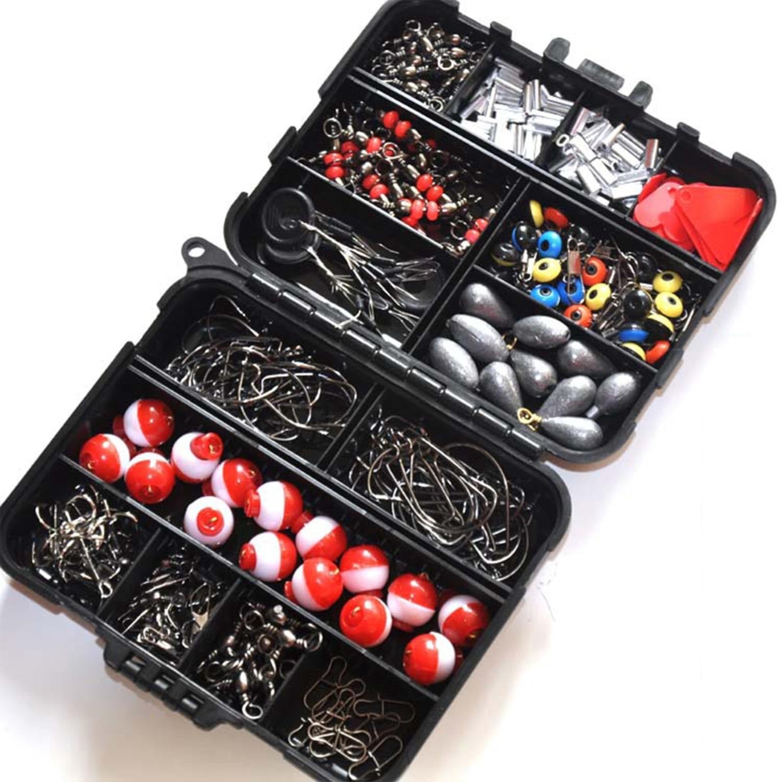 BESTSKY 2026 New 264Pcs Fishing Accessories Set with Tackle Box Including Plier Hooks Weight Swivels Snaps Slides Ice Sleds Large Clam Sea Bass Rigs,For Lake,River,Pond,Freshwater,Saltwater Fishing
