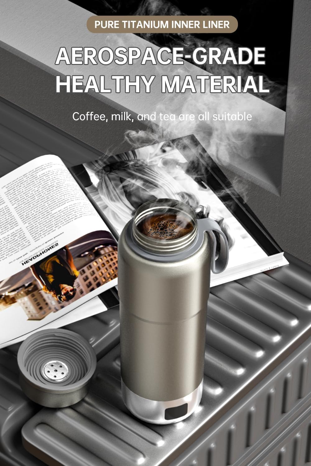 520ml Pure Titanium Portable Electric Kettle – Travel Kettle Dual Voltage 100V-240V with Temperature Control, Lightweight, Leak-Proof, Fast Boil Mini Kettle for Travel, Office, Hotel, Camping