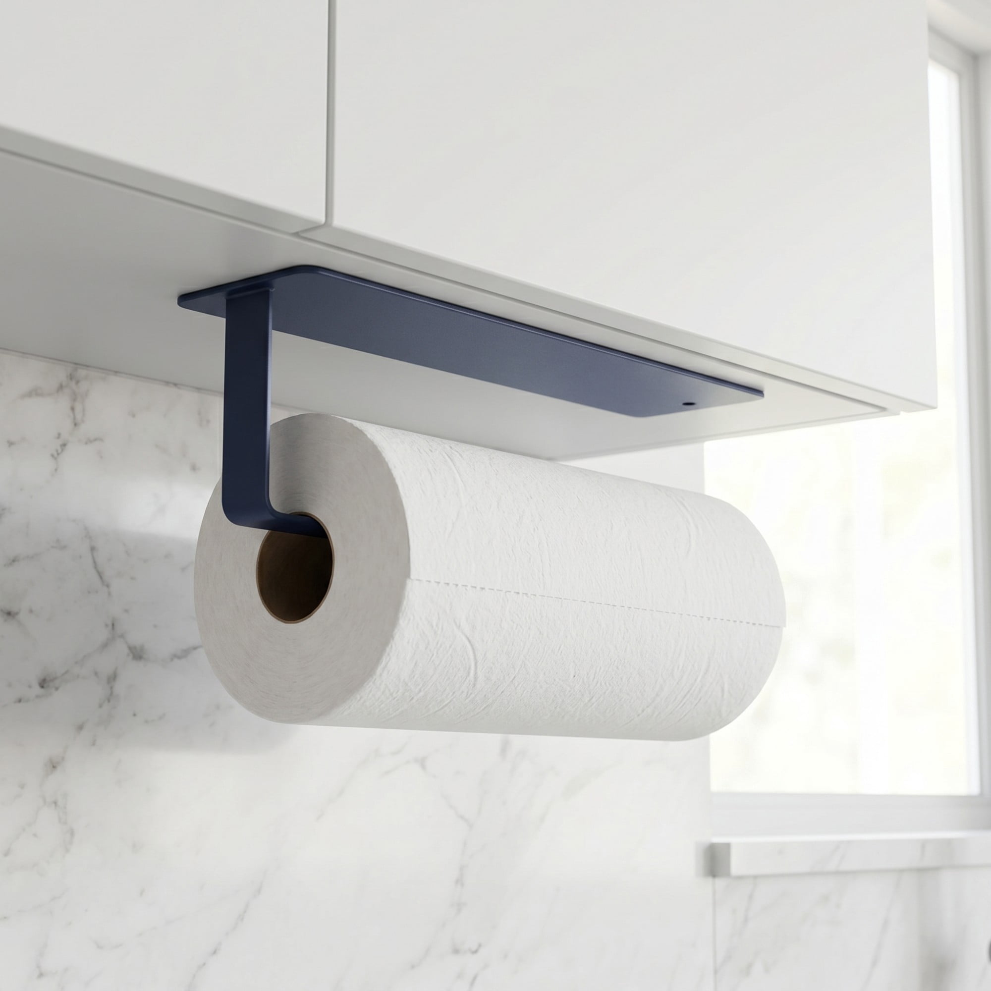 Unique Bargains Wall Mount Paper Towel Holder Stainless Steel Black Round 10.8x2.4inch