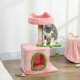 thumbnail image 2 of PawHut 28" Cat Tree Tower with Plush Top Bed, Pink & Green, 2 of 10
