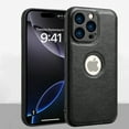 thumbnail image 3 of Logo View for iPhone 13 Pro Case, Slim Premium Vegan Faux Leather Classic Luxury Elegant Thin Cover, Shockproof Full Protection - 6.1 inch (Black), 3 of 16
