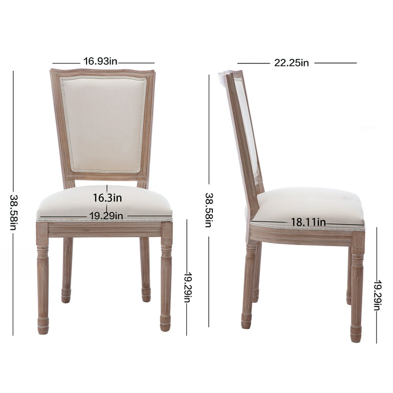 Upholstered Dining Chairs Set of 2, BTMWAY Modern French Country Dining  Chairs Set with King Louis Back Side, Solid Wood Frame, Cushioned Seat  Armless Dining Chairs for Dining Room, Beige, N368 