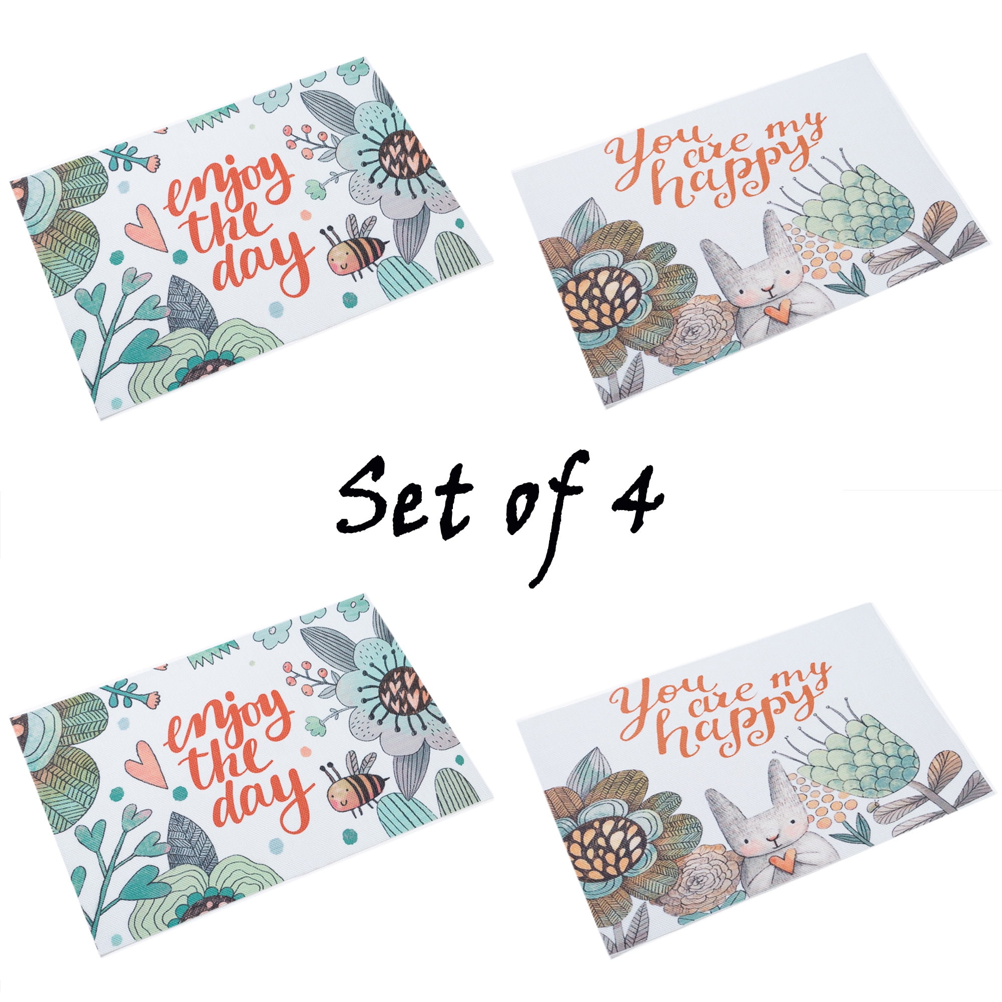 SAYFUT Set of 4 Non Slip Woven Placemats Kids Nursery Theme Cute