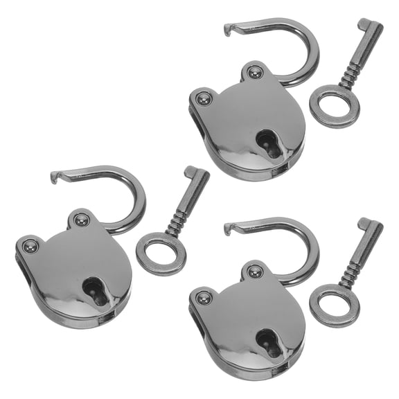 Mobestech 3Pcs Black Alloy Vintage Padlock Tiny Locks for Handbag Zipper Travel and Small Locker