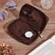 thumbnail image 5 of Estuche de viaje portátil para relojes, de piel sintética, para guardar 2 relojes de pulsera, con cremallera, color negro, 5 of 6
