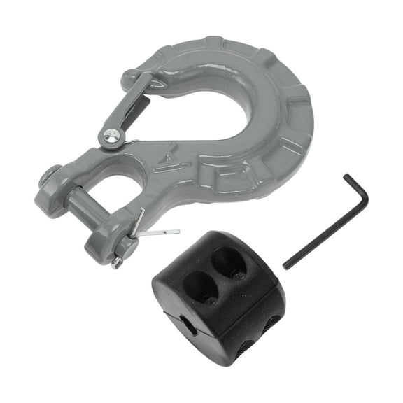 Unique Bargains 3/8" Winch Hook Winch Stopper Tow Hook UTV Winch Trailer Safety Chain Hooks Winch Cable Stopper 1 Pcs Black Round Stopper 1 Pcs Small Wrench 1 Set