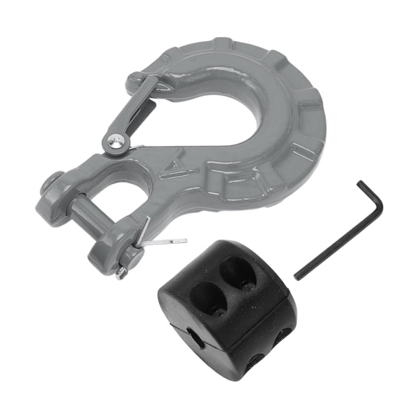 Ganchos de seguridad para remolque de winch Unique Bargains 3/8" Gancho de winch, 1 Pcs de gancho redondo negro, 1 Pcs de llave pequeña, 1 juego