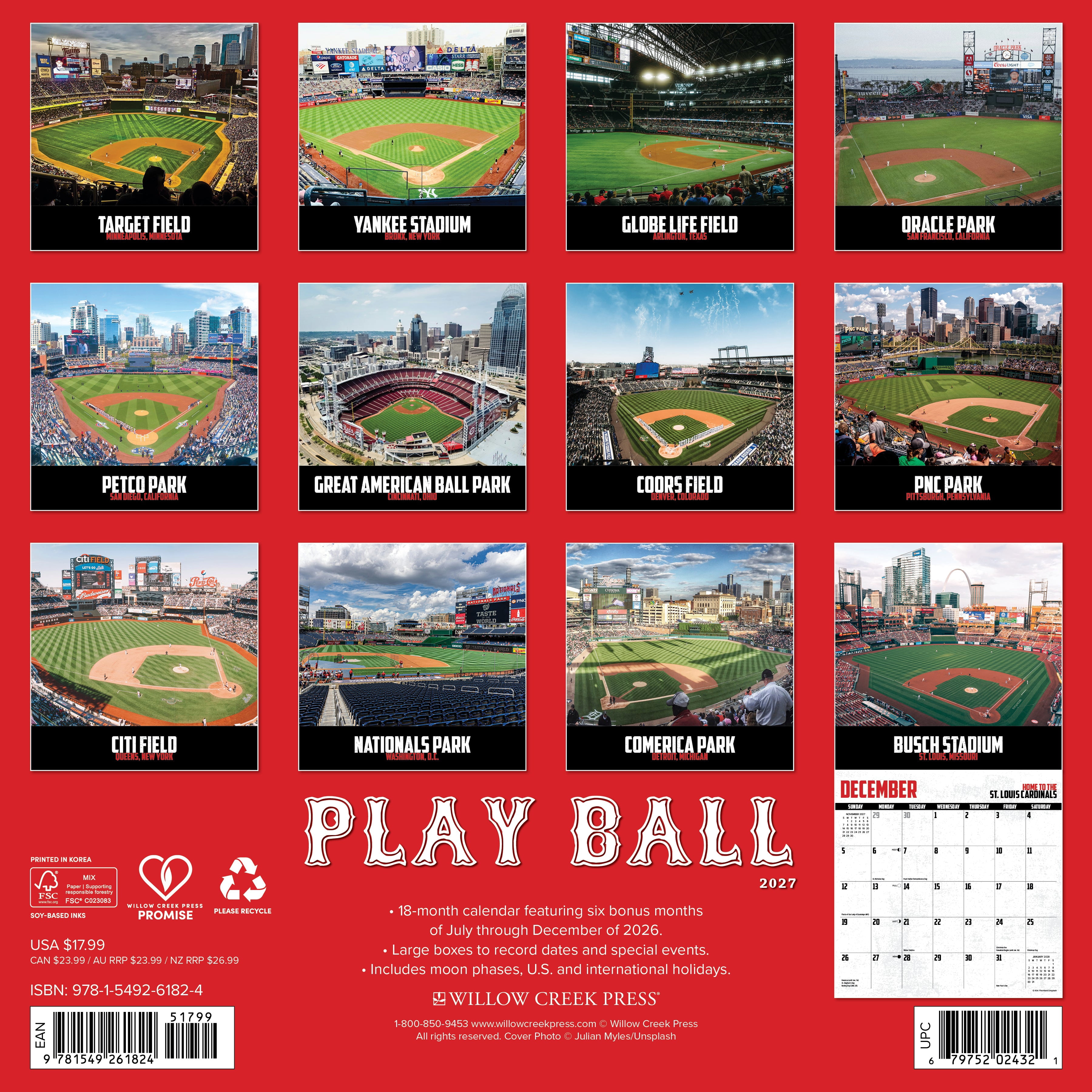 Willow Creek Press, Play Ball 2027 Wall Calendar