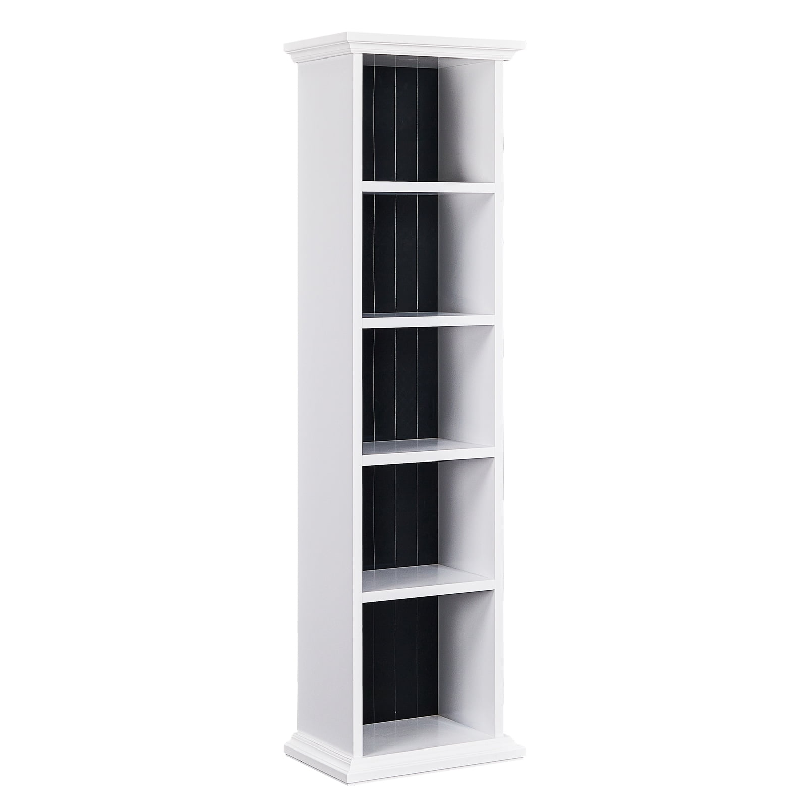 5-Tier Ladder Bookshelf, White with Black Back Panel, 20 x 12.99 x 70.87 in