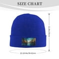 thumbnail image 3 of LNWH Knitted Acrylic Hat, Abstract Forest Ink Painting Pattern Winter Beanie Hat for Cold Weather, Blue, 3 of 4