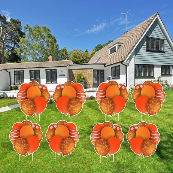 Victory Store Orange Balloon Outdoor Birthday Party Signs with Stakes 22742c Set of 8