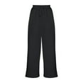thumbnail image 3 of REORIAFEE Flared Sweatpants for Women Drawstring Solid Print Palazzo Pants Capri High Waisted Casual Pants Lightweight Baggy Stretchy Trousers 2024 Trending Fashion Clothing, 3 of 5