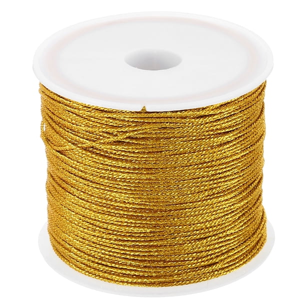 Uxcell Cordón Metálico de 28m/31yardas, 1 Rollo de Hilo de Adorno de 0.7mm de Diámetro, Dorado